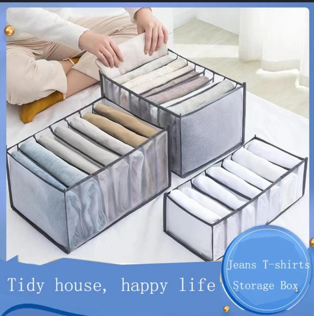 🎈🎈New arrivals🎈🎈7 grid Jean, Trouser and other garments organizer. made with high-quality translucent mesh with clear vinyl fabric, which is lightweight, breathable but also durable and resilient.