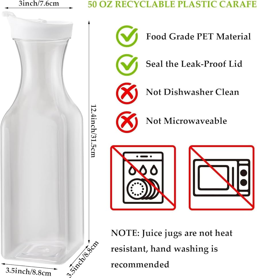 New arrival🎉🎉🎉Multi-purpose 1.5Ltrs Carafe clear  pitcher bottle.made from food grade PET and lids from PP, which are transparent, safe, BPA-free, sturdy and durable.