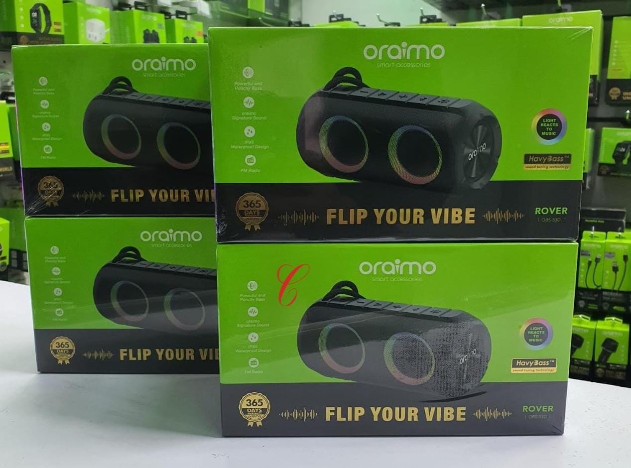 Oraimo Rover OBS-53D Speakers
Flip your vibe, feel the beat! 🔊 The Oraimo Rover delivers bold sound, deep bass, and 360° vibes in a sleek, portable design. With seamless connectivity and long playtim