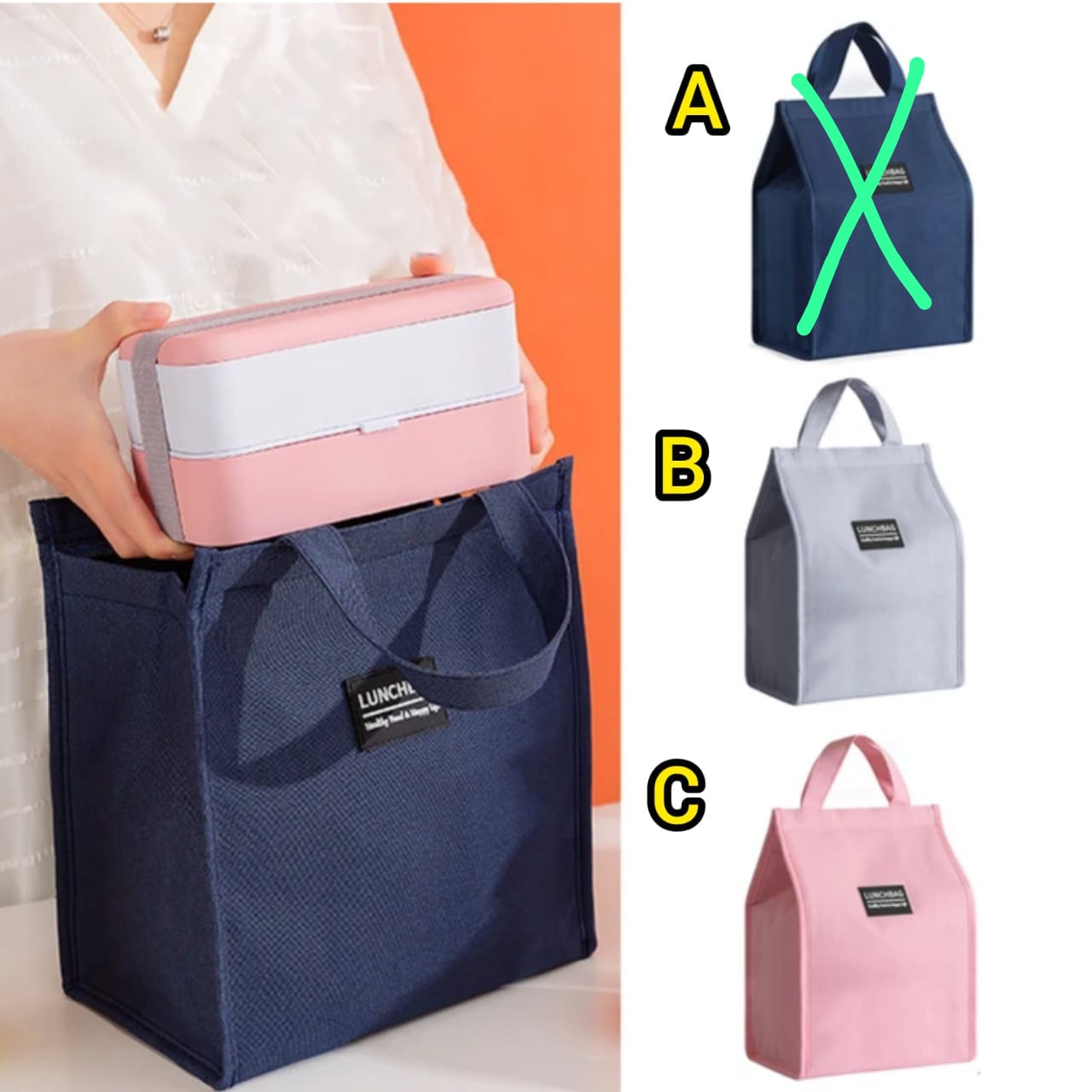 LUNCH BOX BAG. Bento fashion insulated lunch bag large capacity for breakfast box organiser cooler picnic Travel bag.