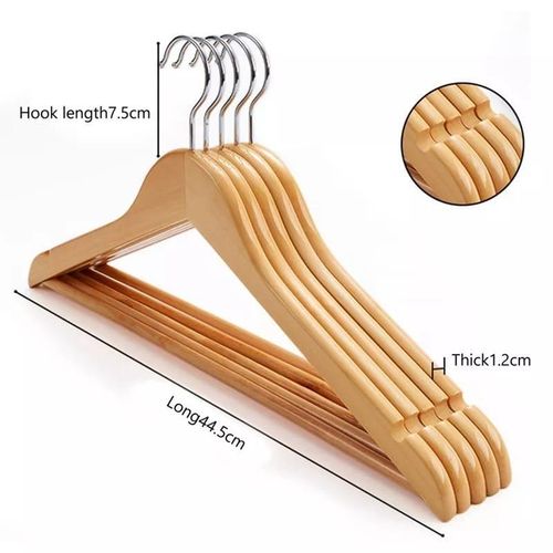 Wooden Clothes Hangers - Set of 10 Pieces, Wooden hangers, Strong and durable, Used at home, hotels, clothes shops, Used in laundry business, Can fit in all closets and wardrobe.