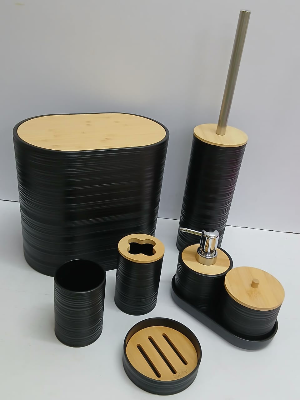 8 in 1 pcs bathroom organizer set- Dustin,  toilet brush, toothbrush holder, soap dish,  toothbrush cup,  handwash dispenser