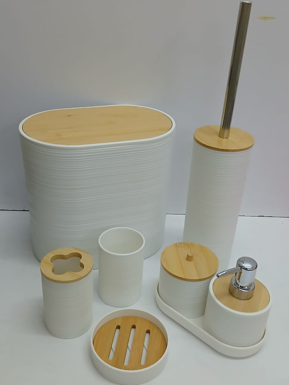 8 in 1 pcs bathroom organizer set- Dustin,  toilet brush, toothbrush holder, soap dish,  toothbrush cup,  handwash dispenser