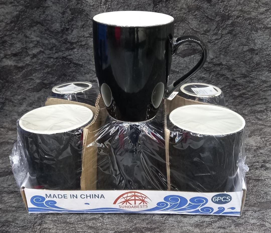 6 Pcs Of Black Ceramic Mugs - Perfect for coffee, tea, and hot beverages, Durable, high‑quality ceramic construction, Smooth matte finish for a modern look.