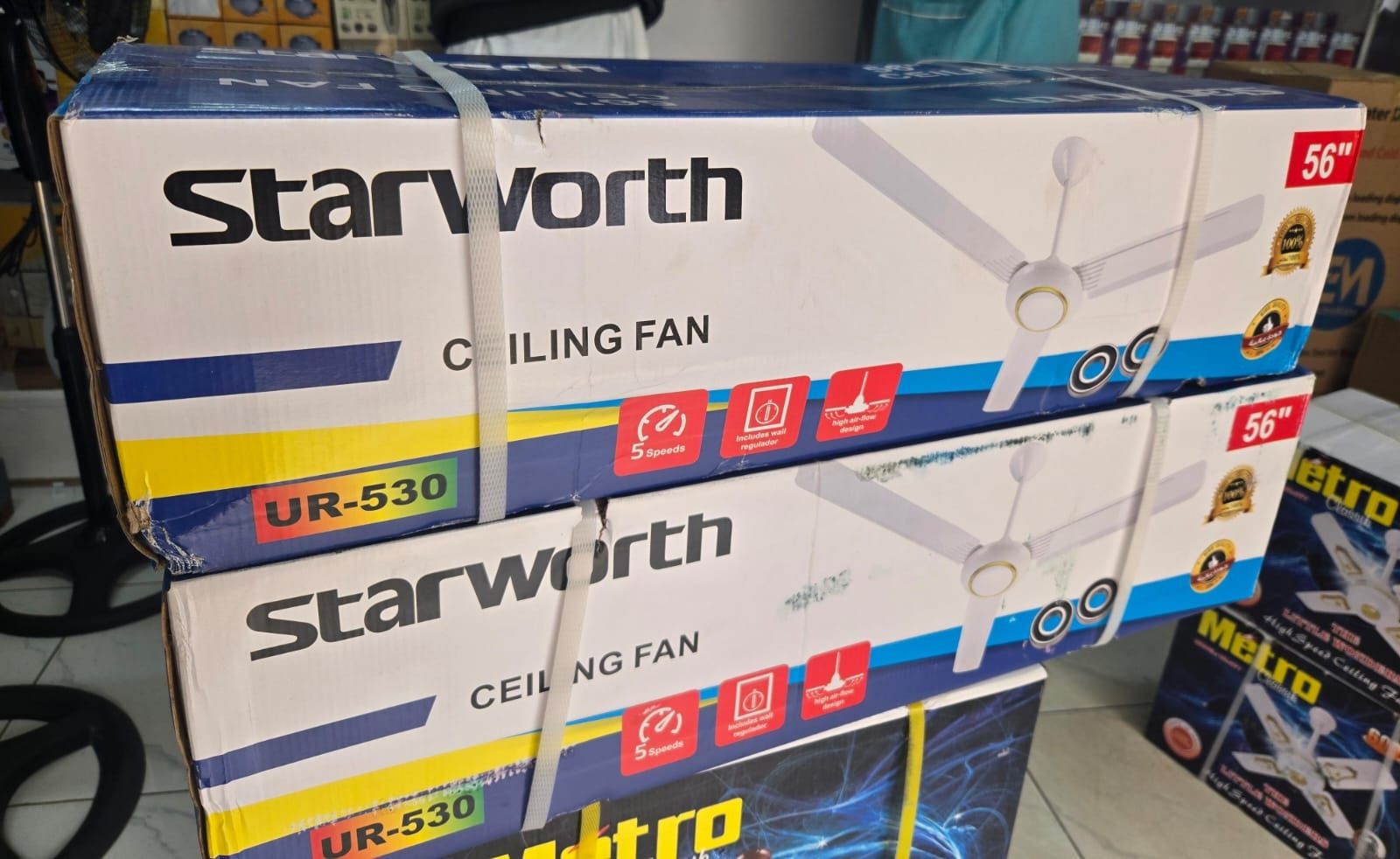 Starworth 56-Inch Ceiling Fan – High-Performance Energy-Efficient Large Room Fan, Provides powerful airflow for wide rooms and open spaces, Energy-Efficient Motor .