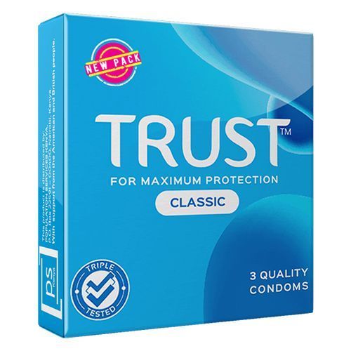Trust Classic Condoms - 2 Packs x 3 Condoms (6 Pieces), Classic design for safe and reliable protection, Made from premium latex for comfort and safety.