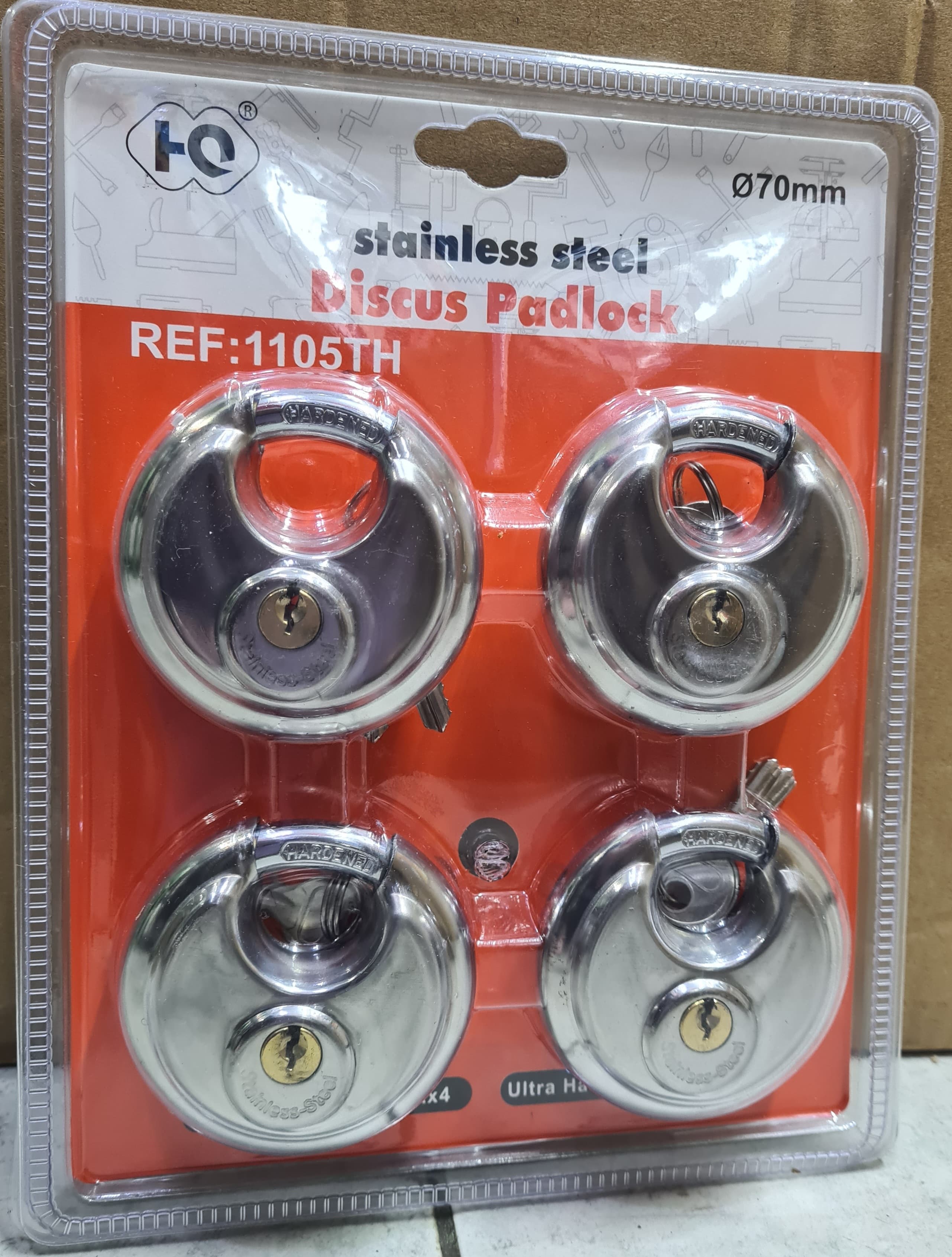 Disc padlock 70mm Heavy Duty 70mm Stainless Steel Disc Padlock for Security Doors, Gates, Storage Units, Sheds and Outdoor Use