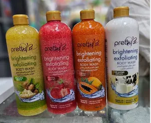 Body wash pretty Exfoliating Brightening  Pretty bright Exfoliating  Papaya and carrot body/strawberry/shae butter/milk protein body  wash BODY WASH 1000ML
