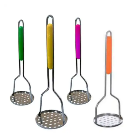 Heavy Duty Stainless Steel Potato Masher - Easy Grip Kitchen Tool for Mashing Potatoes, Fruits, Vegetables & Baby Food, Dishwasher Safe