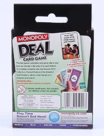 Monopoly deal card game, playing cards. Thinking cards Monopoly card game.