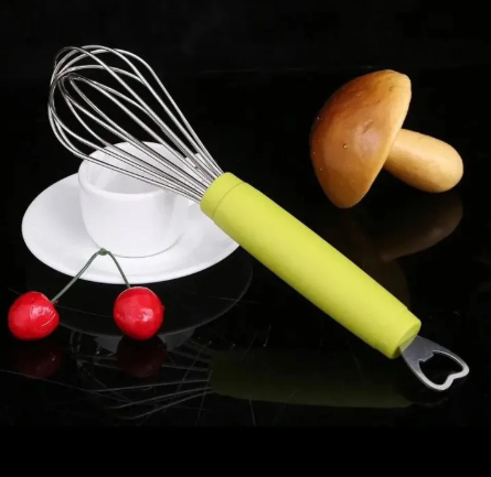 Whisk with opener Stainless Steel Whisk Mixer [MEDIUM SIZED] with opener Wire Cake Egg Frother Beater Baking Tools Kitchen Tool, MEDIUM SIZED STEEL WHISK MIXER FOR SMOOTH STIRRING.