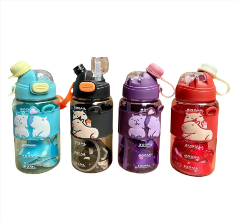 Kids Water Bottle – Leak-Proof, BPA-Free & Durable – Cartoon Design with Straw & Handle – Perfect for School, Travel & Outdoor Use – 600ml Capacity
