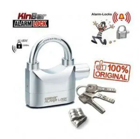 Tuff Kinbar Alarm Lock maximum security with 3 keys Security Padlock with Loud 120dB Alarm - Anti-Theft Lock for Gates, Lockers, Storage Units & Travel Luggage