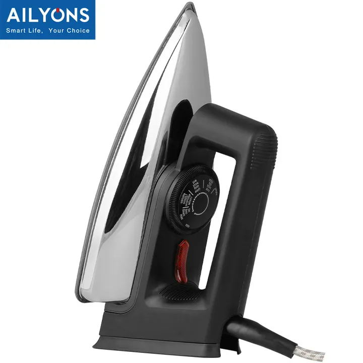 AILYONS Deluxe Dry Iron Box - HD199A Stainless Steel Bottom Plate Black