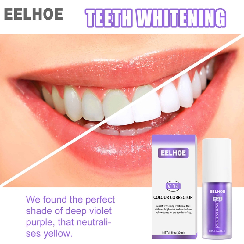 EELHOE V34 Colour Corrector Teeth Whitening Toothpaste Oral Cleaning Repair Fresh Breath Herbal Remove Stain Beauty Health