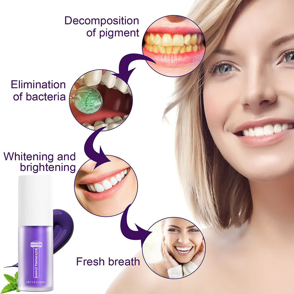 EELHOE V34 Colour Corrector Teeth Whitening Toothpaste Oral Cleaning Repair Fresh Breath Herbal Remove Stain Beauty Health