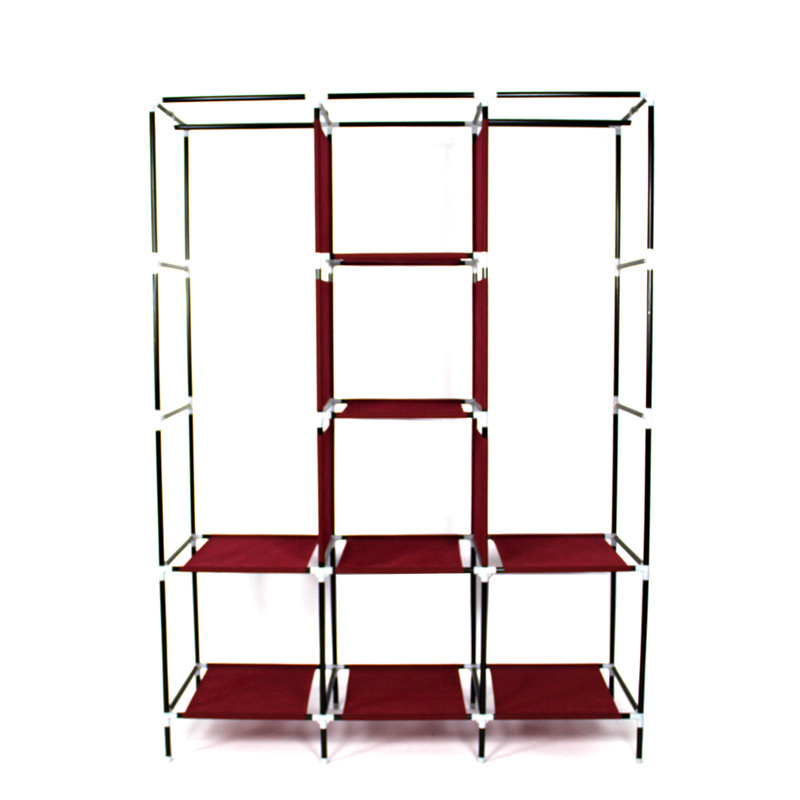 3 Columns DIY Wardrobe Large Capacity Wardrobe Assemble Closets Portable Wardrobe Home Storage 88130 Red