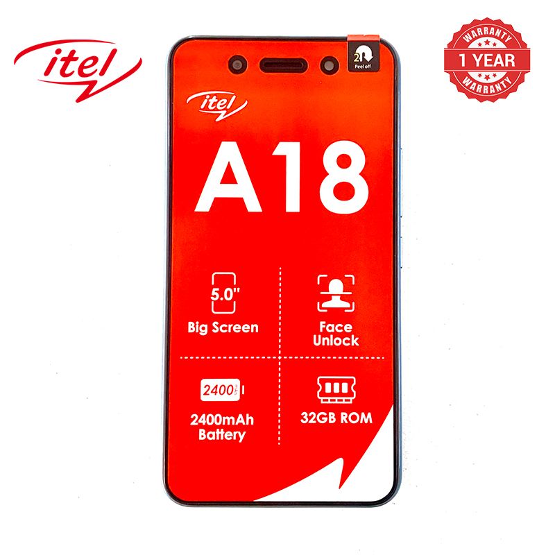 New Itel A18 32GB Storage + 1GB RAM 2400mAh 5" HD+ Display Dual SIM 3G Network Smart Mobile Phone