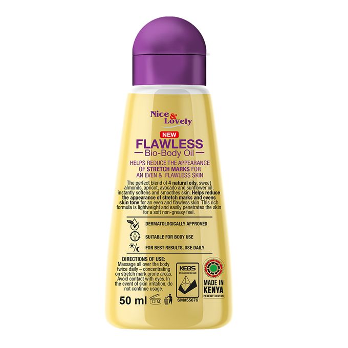 [Limited Offer]  Nice & Lovely Flawless Bio-Body Oil For Stretch Marks & Contains 4 Natural Oils.