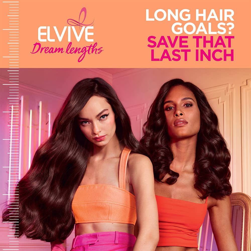 L'Oreal Paris Elvive Dream Lengths Restoring Shampoo with Fine Castor Oil and Vitamins B3 and B5 for Long, Damaged Hair, Visibly Repairs Damage