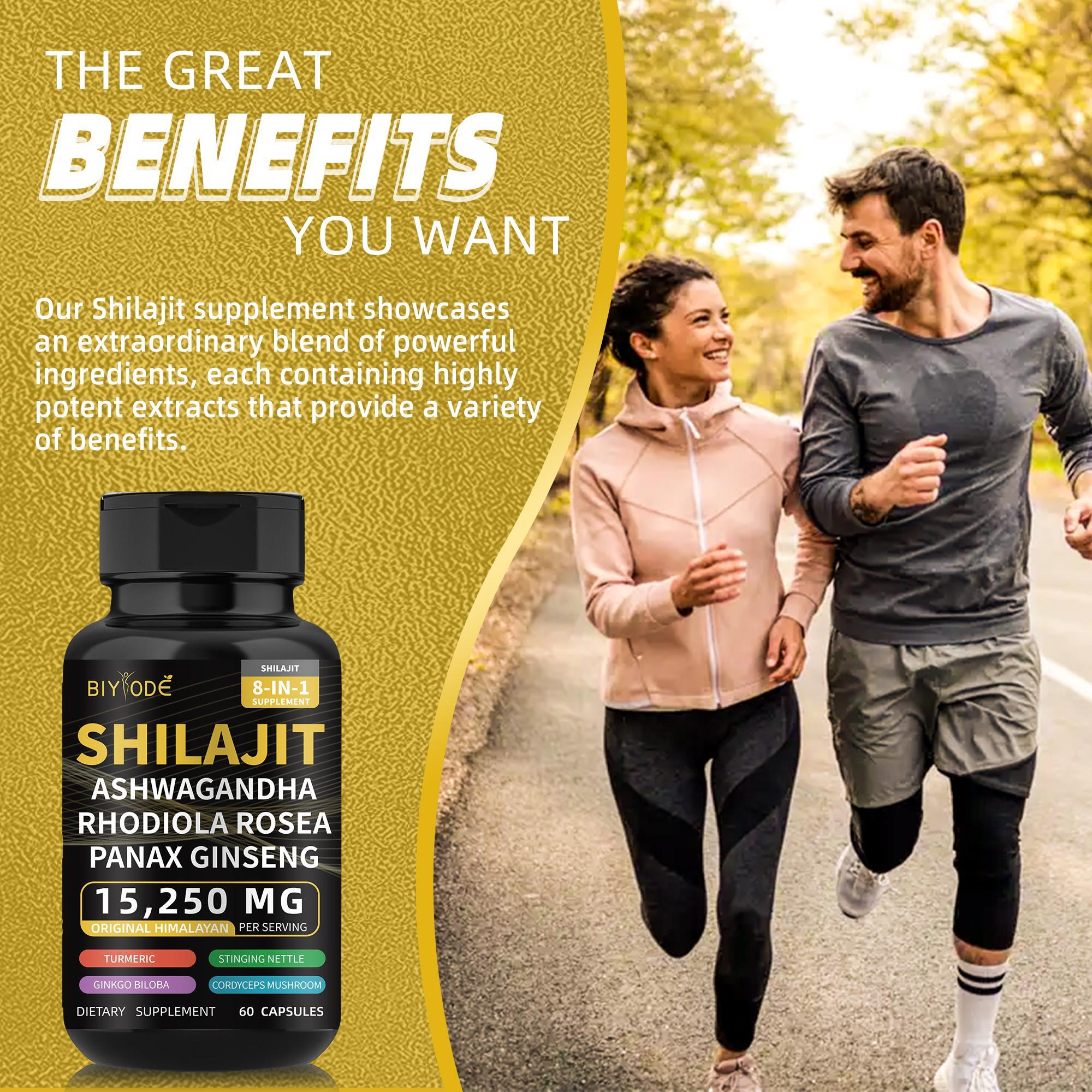 BIY ODE Shilajit Supplement, Shilajit Capsules, 100% Pure Shilajit Contains 85+ Trace Minerals and 60% Fulvic Acid, Boosts Energy and Immunity, Vegan, Natural