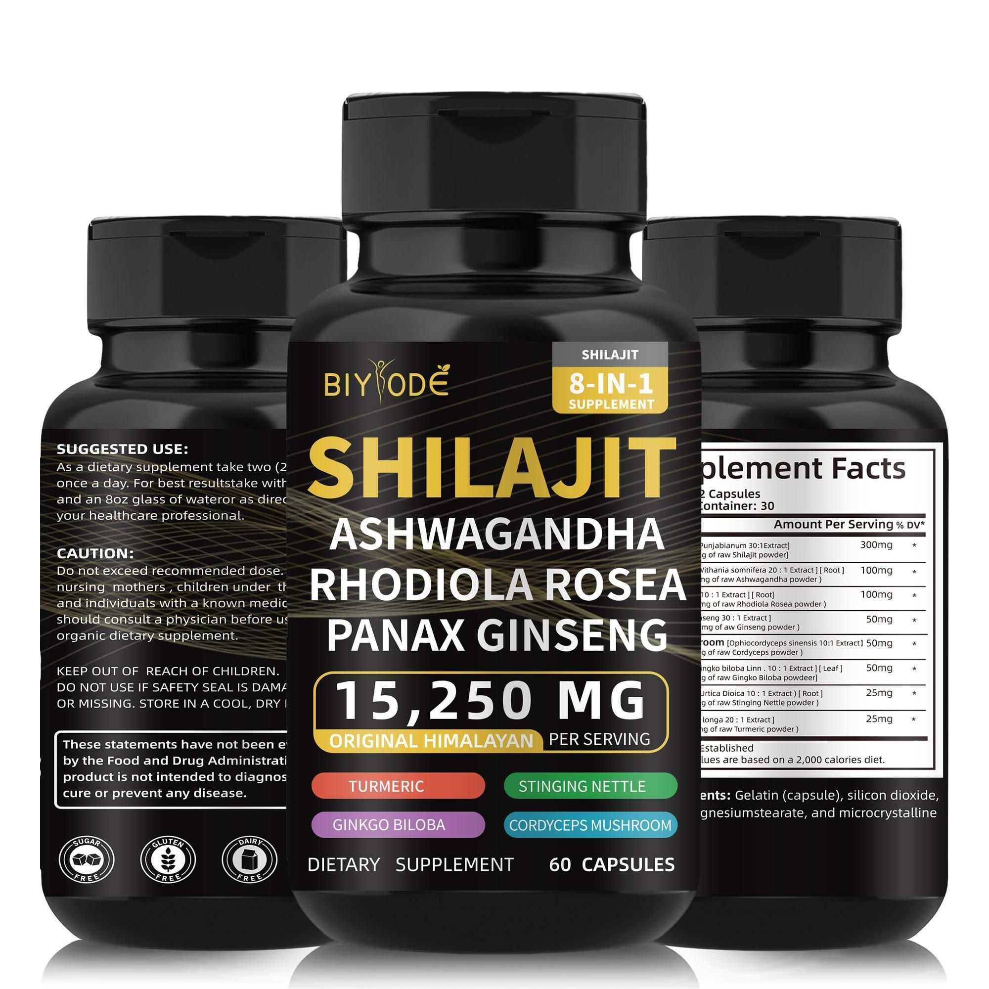 BIY ODE Shilajit Supplement, Shilajit Capsules, 100% Pure Shilajit Contains 85+ Trace Minerals and 60% Fulvic Acid, Boosts Energy and Immunity, Vegan, Natural