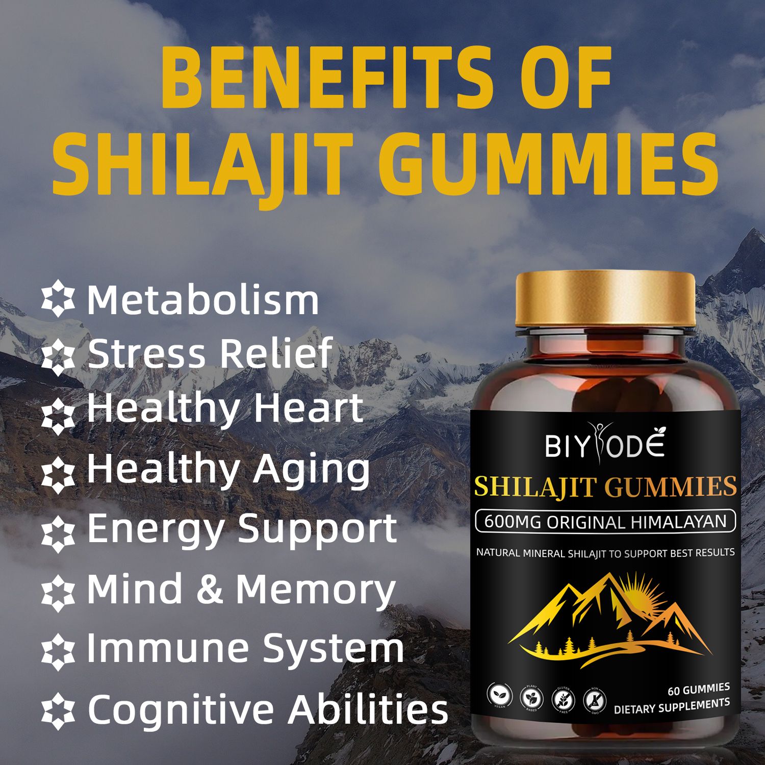 SHILAJIT GUMMIES,600MG ORIGINAL HIMALAYAN, METABOLISMe,STRESS RELIEF,NATURAL MINERAL SHILAJIT TO SUPPORT BEST RESULTS