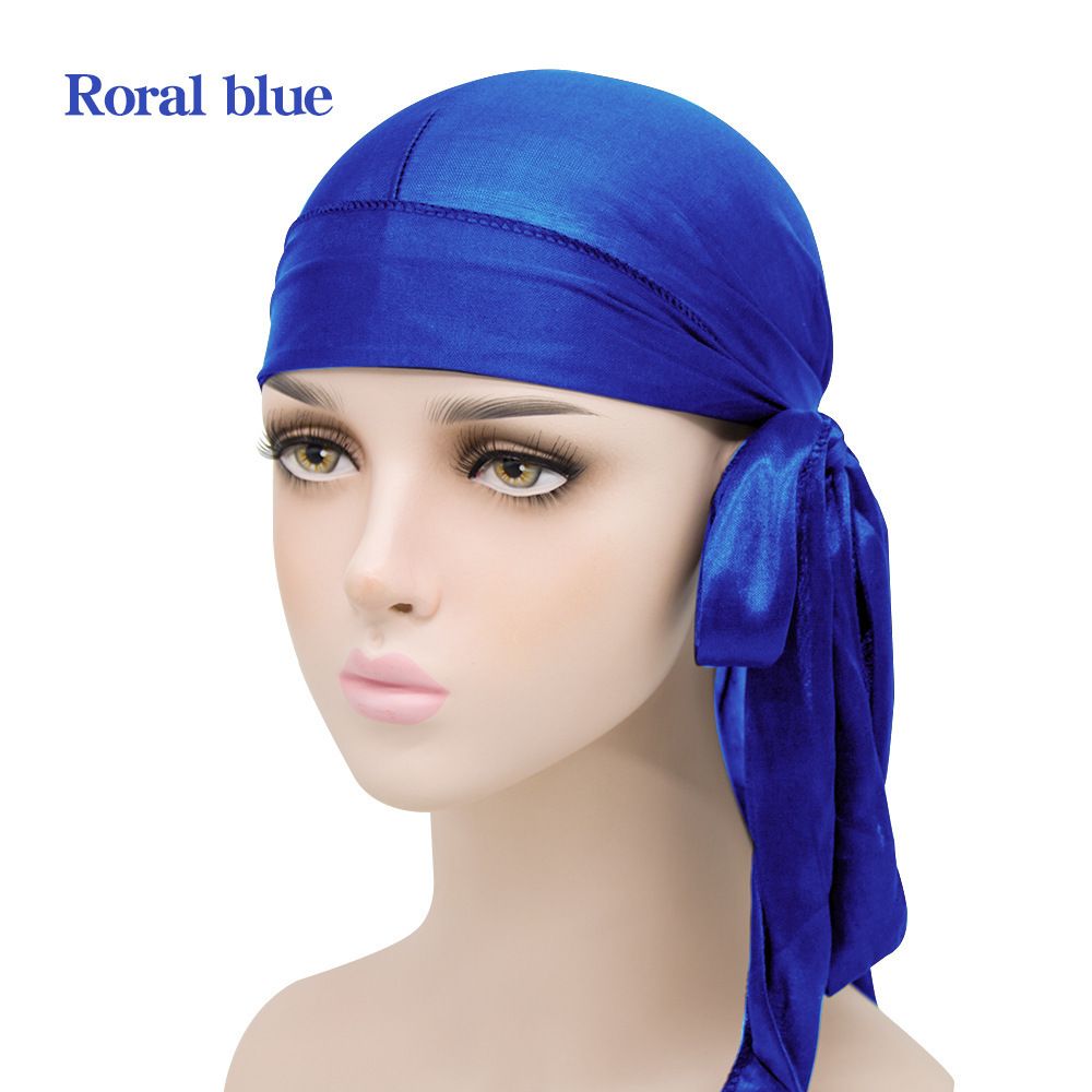 Men's Silky Durags Long Satin Turban Hat Wigs Doo Durag Biker Headwrap Pirate Hat Men Cap Men Hair Accessories Long Tail Du-Rag Black