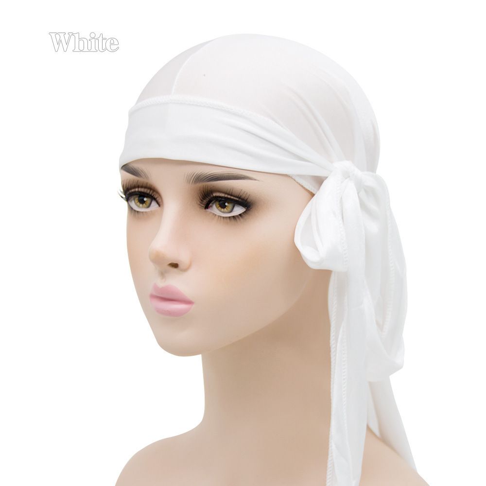 Men's Silky Durags Long Satin Turban Hat Wigs Doo Durag Biker Headwrap Pirate Hat Men Cap Men Hair Accessories Long Tail Du-Rag Black