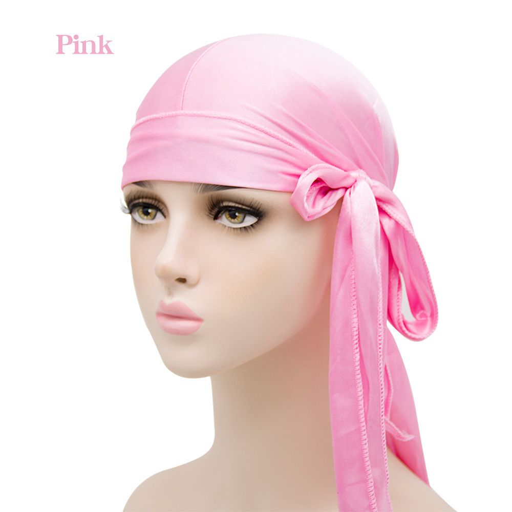 Men's Silky Durags Long Satin Turban Hat Wigs Doo Durag Biker Headwrap Pirate Hat Men Cap Men Hair Accessories Long Tail Du-Rag Black