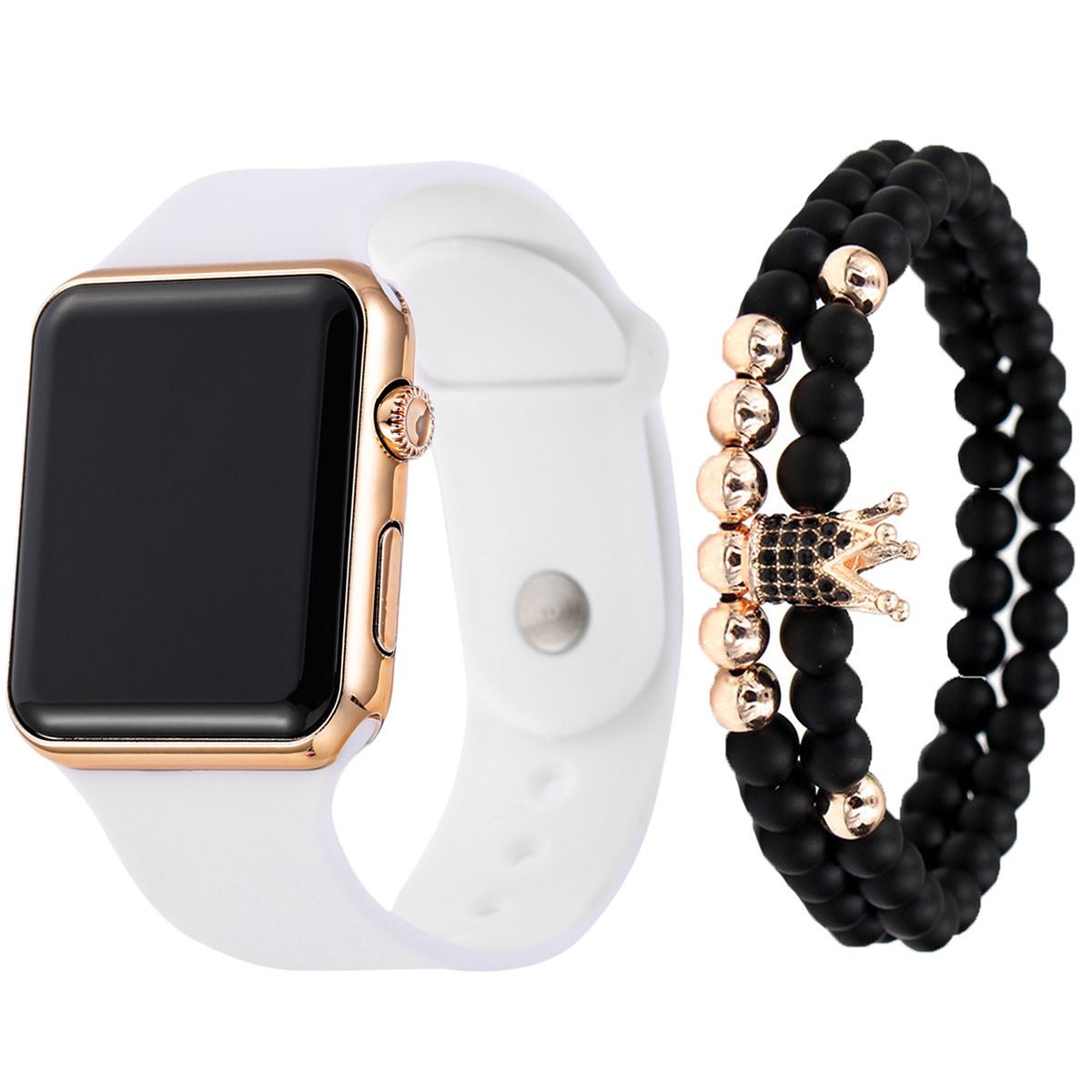 3pcs/set men's fashionable and simple LED silicone electronic watch + bracelet set