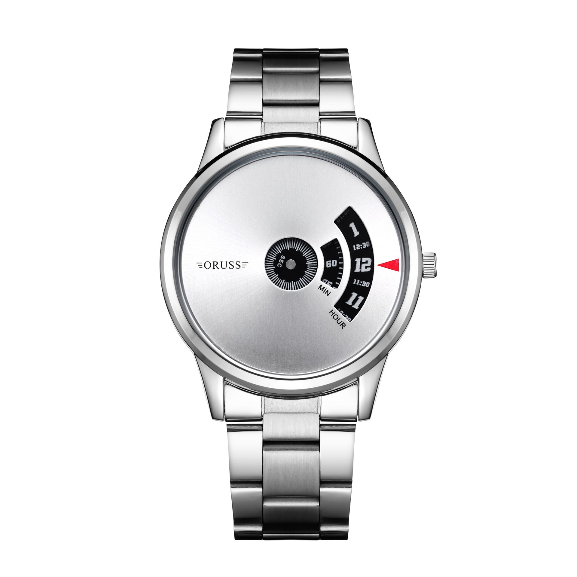 ORUSS Men Watches Personality Steel Strap Quartz Men's Sports Watches Male Wrist Business Watch Black