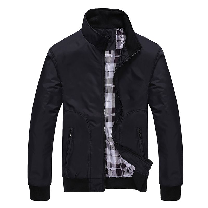 Men Jackets Casual Coats Trench Coats Men Sportswear Stand Collar Slim Jackets Male Bomber Jackets black m