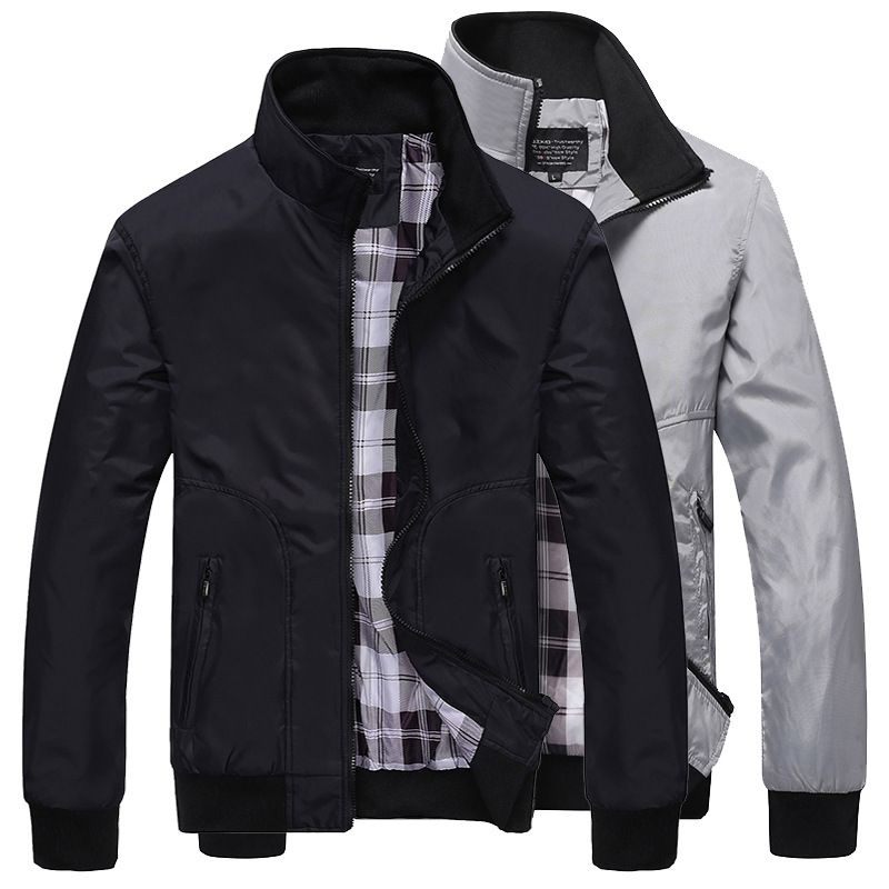 Men Jackets Casual Coats Trench Coats Men Sportswear Stand Collar Slim Jackets Male Bomber Jackets black m