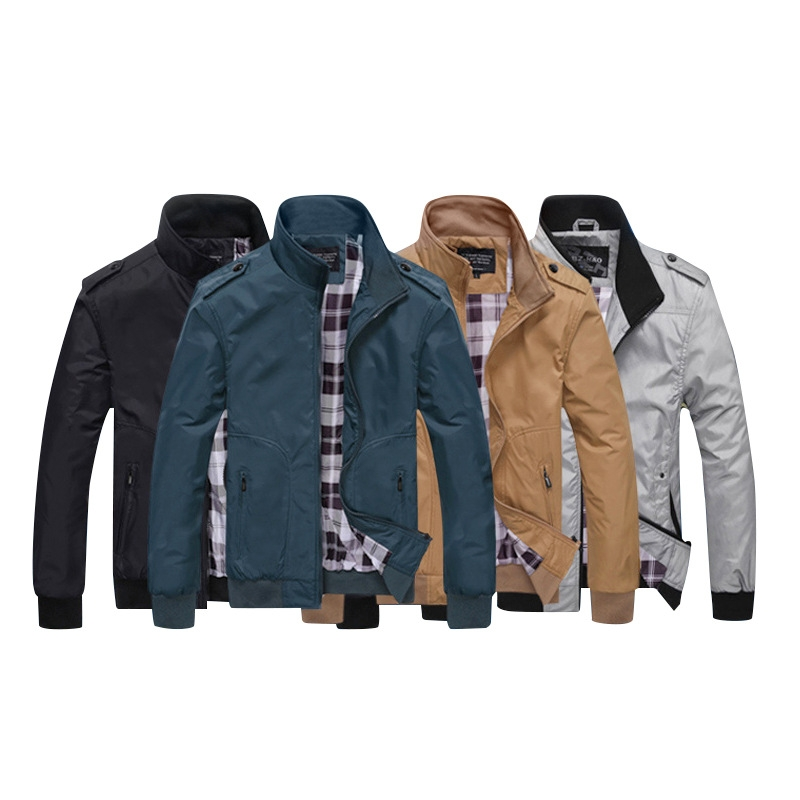 Men Jackets Casual Coats Trench Coats Men Sportswear Stand Collar Slim Jackets Male Bomber Jackets black m