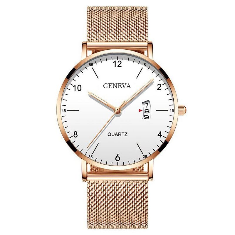Men Watch Stainless Quartz WristWatches Waterproof Male Watches Fashion Wrist Watch Date Classic Valentines Gift Black (Black Case) one size