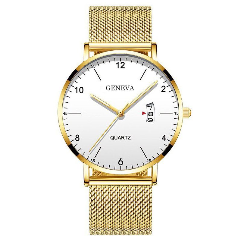 Men Watch Stainless Quartz WristWatches Waterproof Male Watches Fashion Wrist Watch Date Classic Valentines Gift Black (Black Case) one size