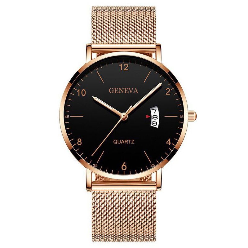 Men Watch Stainless Quartz WristWatches Waterproof Male Watches Fashion Wrist Watch Date Classic Valentines Gift Black (Black Case) one size