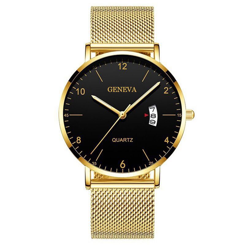 Men Watch Stainless Quartz WristWatches Waterproof Male Watches Fashion Wrist Watch Date Classic Valentines Gift Black (Black Case) one size