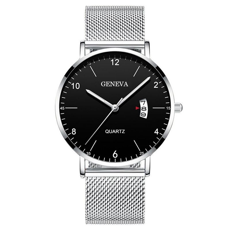 Men Watch Stainless Quartz WristWatches Waterproof Male Watches Fashion Wrist Watch Date Classic Valentines Gift Black (Black Case) one size