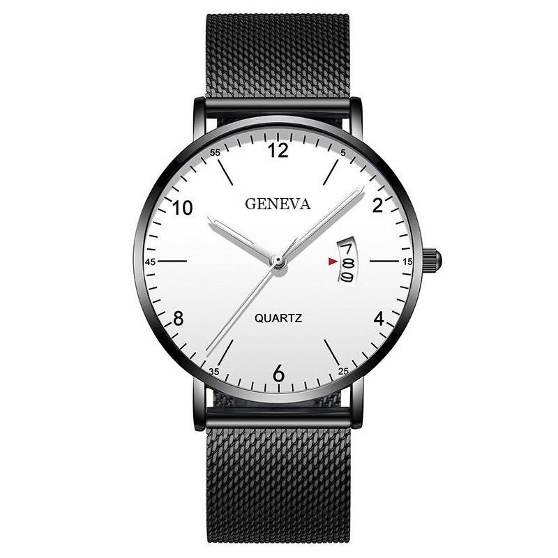 Men Watch Stainless Quartz WristWatches Waterproof Male Watches Fashion Wrist Watch Date Classic Valentines Gift Black (Black Case) one size