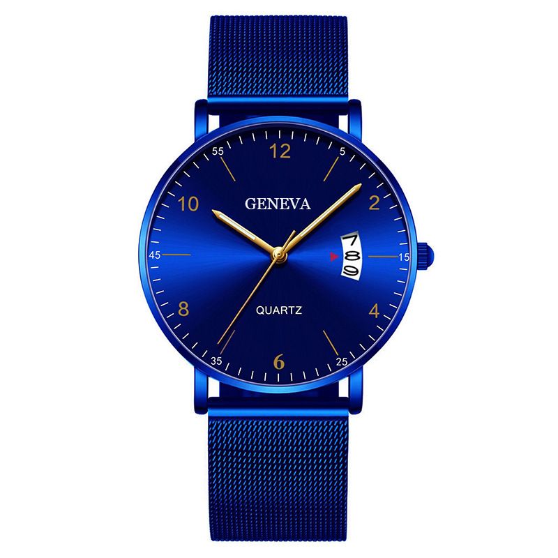 Men Watch Stainless Quartz WristWatches Waterproof Male Watches Fashion Wrist Watch Date Classic Valentines Gift Black (Black Case) one size