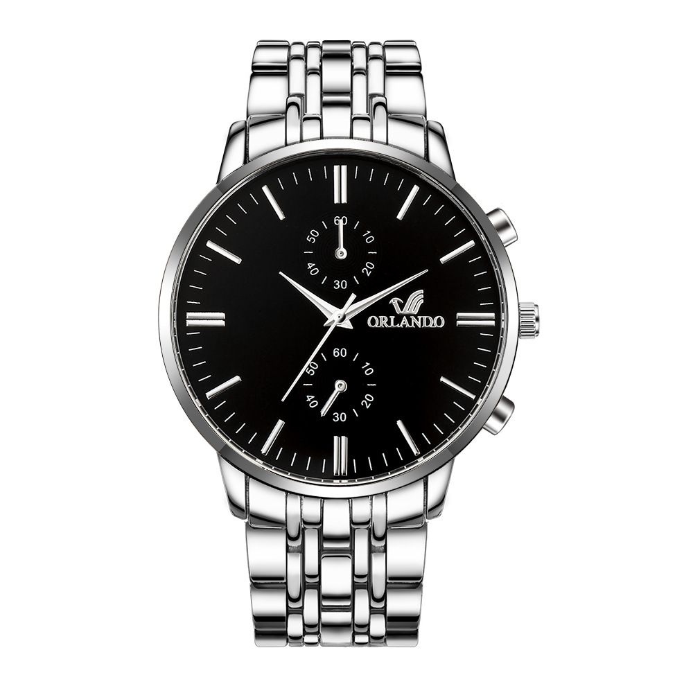Men's Watch New ORLANDO Fashion Quartz Watch Men's Gold Plated Stainless Steel Watch black gold one size