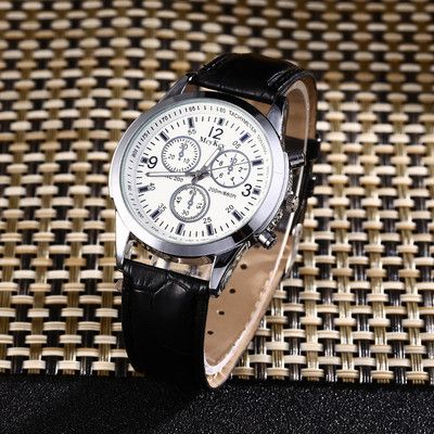 Men Leather Watch Man Luxury Quartz Stainless Steel Wrist Watches Mens Wristwatch For Male Fashion Quartz Analog Valentine Gift Black Black One Size