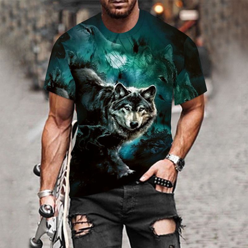 New cool animal pattern men's T-shirts, fashionable, personalized, casual and trendy printed round neck short sleeves clothes