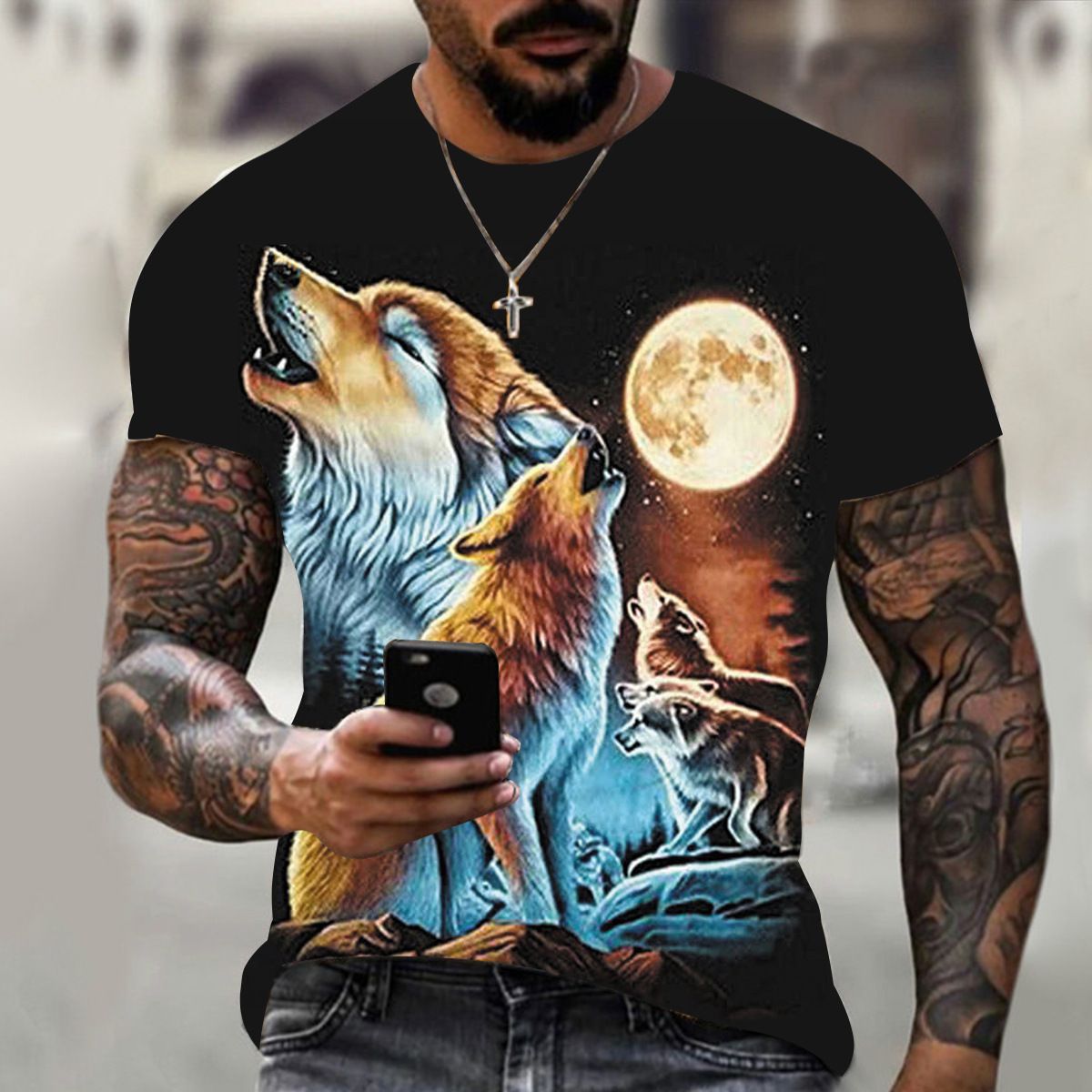 New cool animal pattern men's T-shirts, fashionable, personalized, casual and trendy printed round neck short sleeves clothes