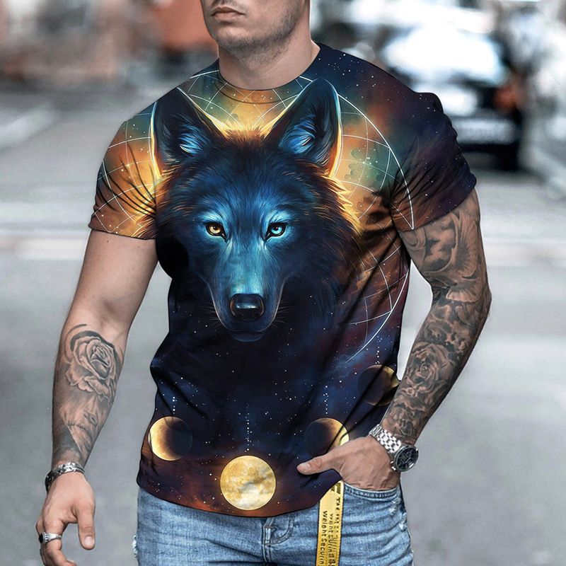New cool animal pattern men's T-shirts, fashionable, personalized, casual and trendy printed round neck short sleeves clothes