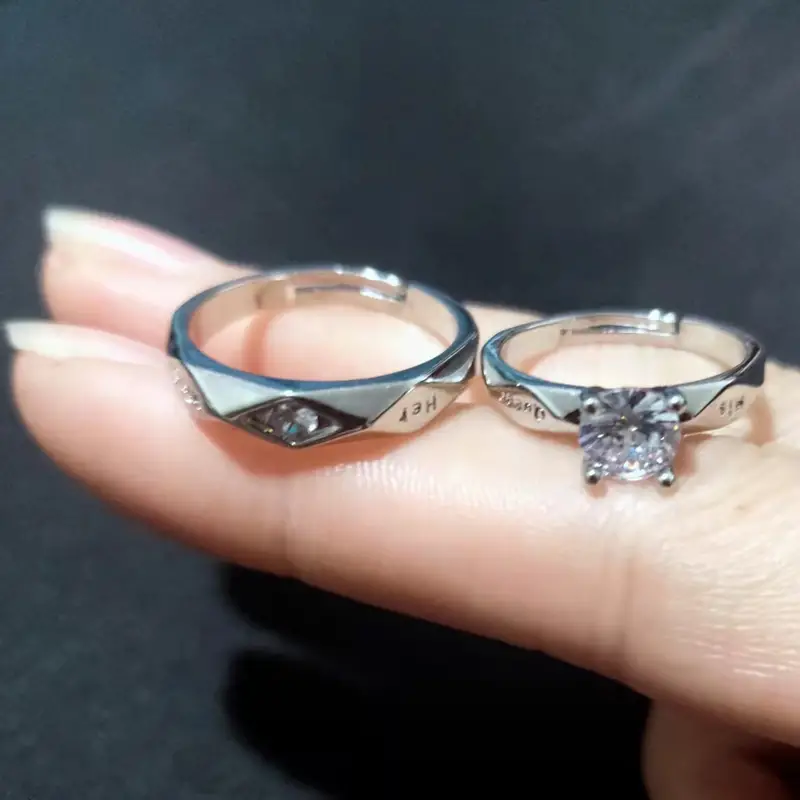 2pcs/set Exquisite Romantic Plating Opening Couple Rings For Lovers With Adjustable Knot