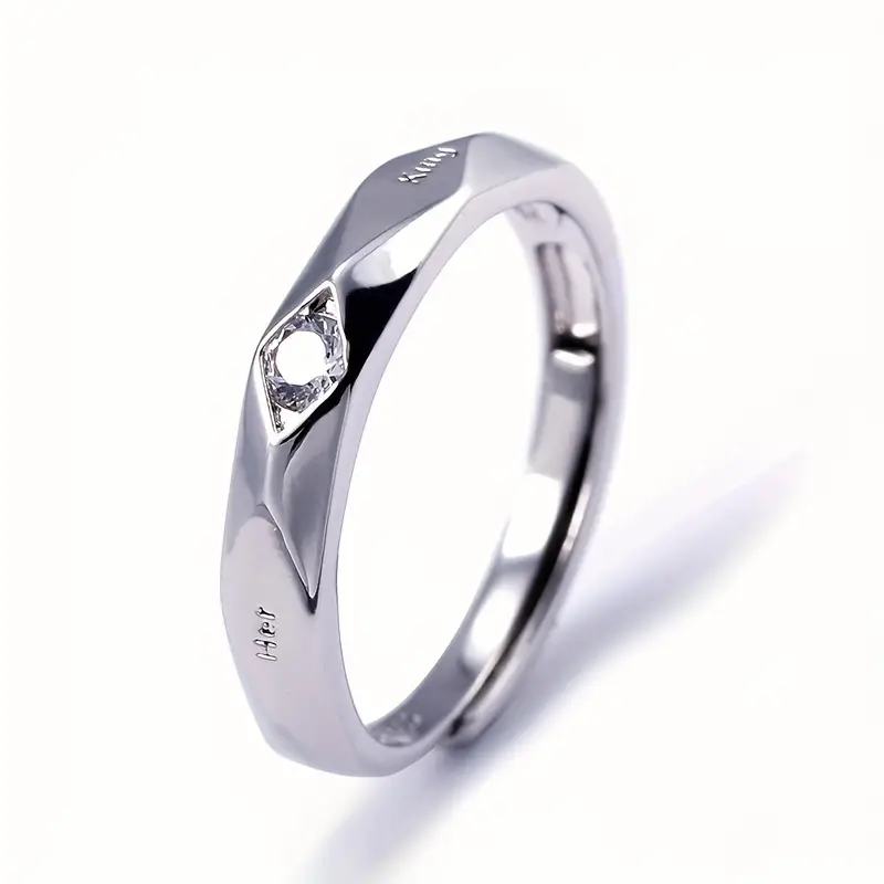 2pcs/set Exquisite Romantic Plating Opening Couple Rings For Lovers With Adjustable Knot