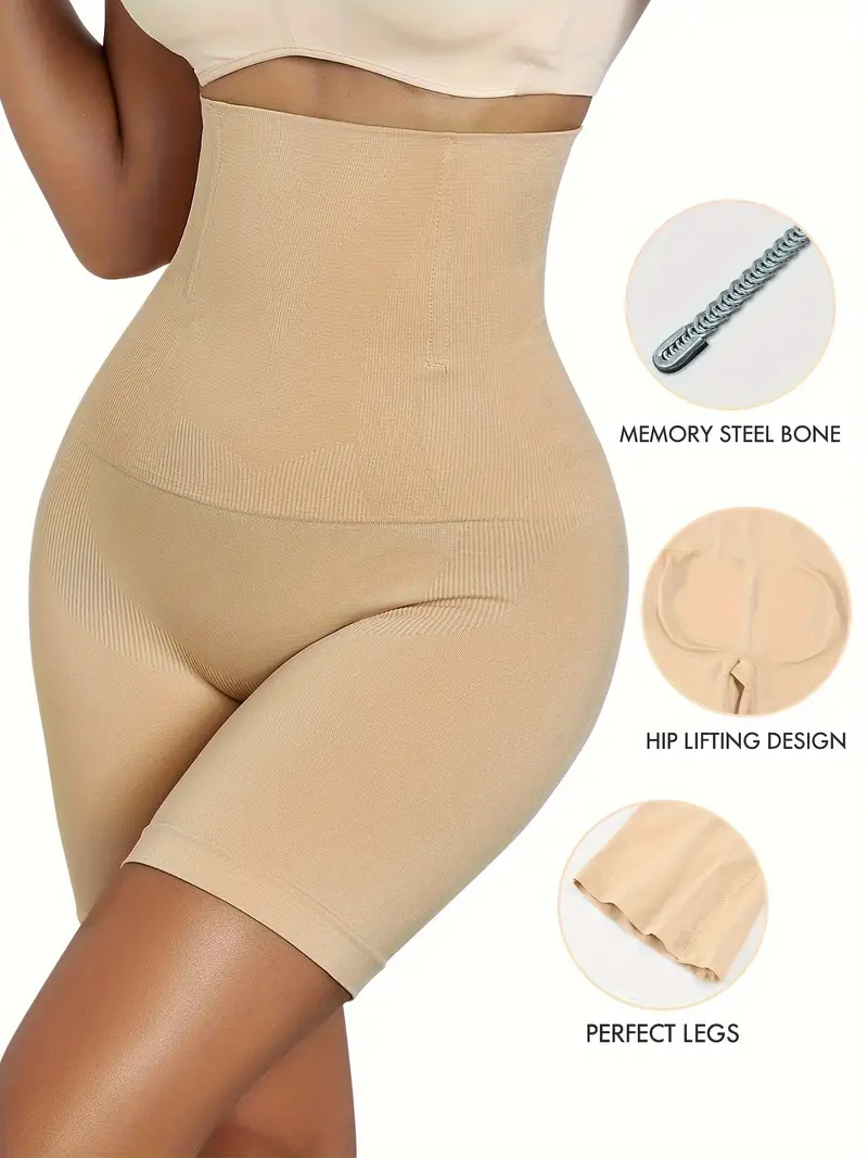 High Waist Shaping Boyshort Panties, Tummy Control Butt Lifting Slim Shorts, Women's Underwear & Shapewear